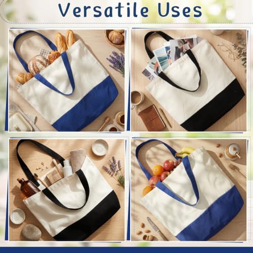 Epakh Canvas Tote Bags Bulk 18.5 x 15 In - color: Royal Blue and Black