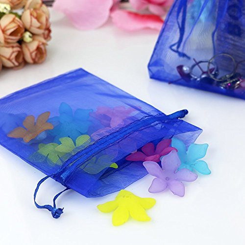 Wudygirl 100 PCS Organza Bags 4"x6" Gift Bags with Drawstring Blue - color: Blue, size: 4x6 IN