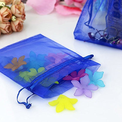Wudygirl 100 PCS Organza Bags 4"x6" Gift Bags with Drawstring Blue - color: Blue, size: 4x6 IN