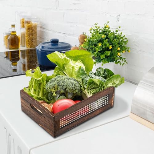 Wooden Crates Storage Boxes Rectangular Wood Craft Basket