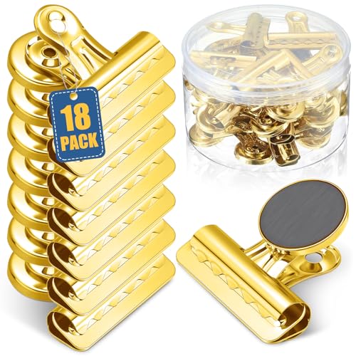 MorningRo 18 Pcs Magnetic Clips Metal Heavy Duty, Gold, 2.2 Inch - color: Gold