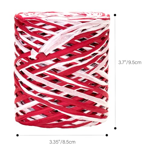 G2PLUS 525Ft Christmas Raffia Ribbon, 2 Color Packing Paper String - color: Red White, size: 525 Ft