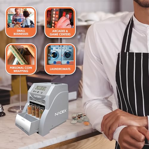 Nadex S180 Digital Coin Sorter and Counter – Displays Total and Denomination Values, Silver