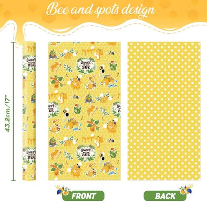 WERNNSAI Bee Wrapping Paper Jumbo Roll - 33 ft Honey Bee Gift Wrap - color: Bee
