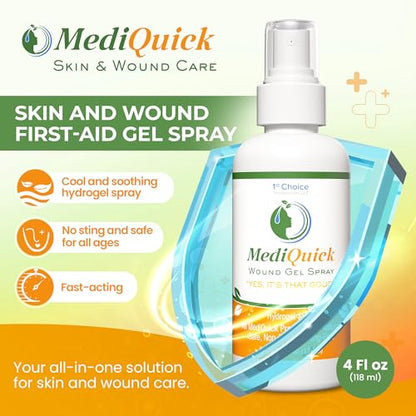 MediQuick First Aid Gel, Hypochlorous Acid Spray, 12-Hour Protection, 4 oz - size: Hydrogel Spray (4 Ounce)