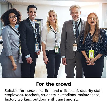 Leather Badge Holder and Adjustable Retractable Lanyards, Beige - color: Cf-beige, size: 1 Pack