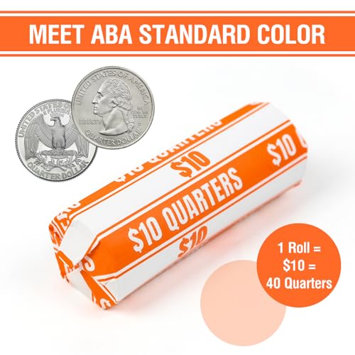 THEBLUETOUCH 100 pcs White Kraft Flat Coin Wrappers for Quarters - size: 100 Quarter Only