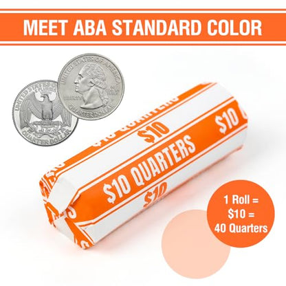 THEBLUETOUCH 100 pcs White Kraft Flat Coin Wrappers for Quarters - size: 100 Quarter Only