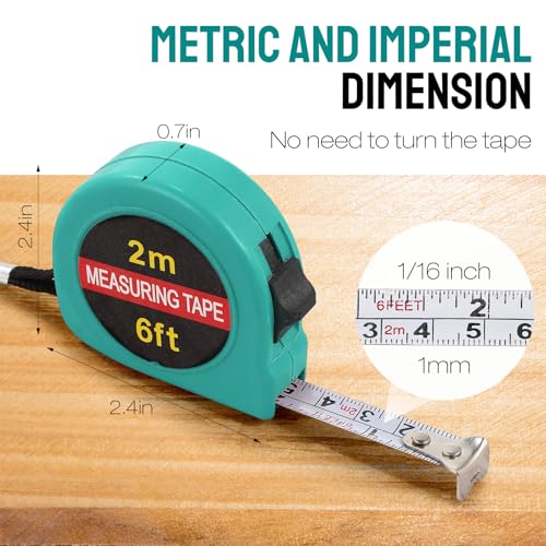 Copkim 50 Pcs 6 ft Mini Tape Measure Retractable Bulk,Water Green - color: Water Green