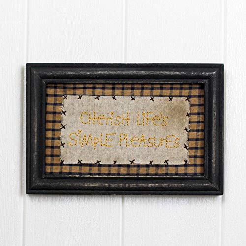 CVHOMEDECO. Primitives Antique Cherish Life's Simple Pleasures Stitchery Frame Wall Mounted Hanging Decor Art, 9 x 6 Inch - color: Cherish Life's Simple Pleasures