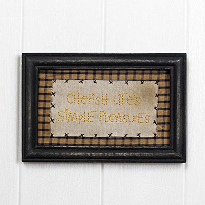 CVHOMEDECO. Primitives Antique Cherish Life's Simple Pleasures Stitchery Frame Wall Mounted Hanging Decor Art, 9 x 6 Inch - color: Cherish Life's Simple Pleasures