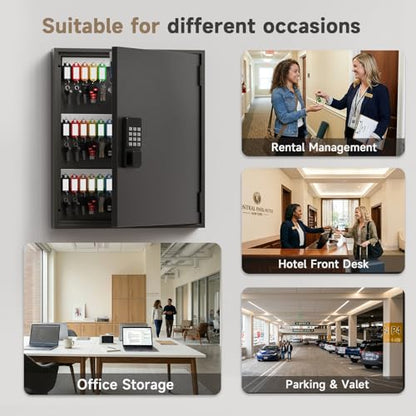 WeHere 90 Key Lock Box Wall Mount, Smart Key Cabinet with Keypad for Office - size: 90-Keys