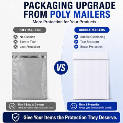 Fuxury Bubble Mailers 14.5x20" 15 Pack White Extra Large Padded Envelopes - color: White, size: 14.5x19" 15pcs