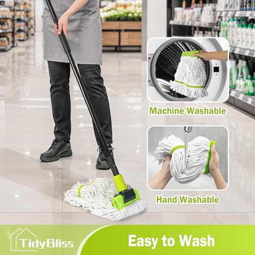 TidyBliss Commercial Mop Heavy Duty with 57.5” Long Handle (Green) - color: Green