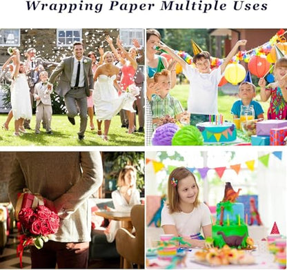 Birthday Wrapping Paper, Gift Wrapping Paper Boy Roll - 17 inch X 32.8 Feet - color: Happy Birthday-B