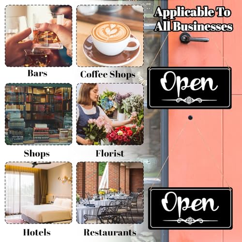 Open and Closed Signs for Business Open Closed Signs Wooden Sign with Rope 7.9x3.9 Inch Double Sided Open-Closed Sign Water Prooffor Stores Restaurants Bars Shops Door Window