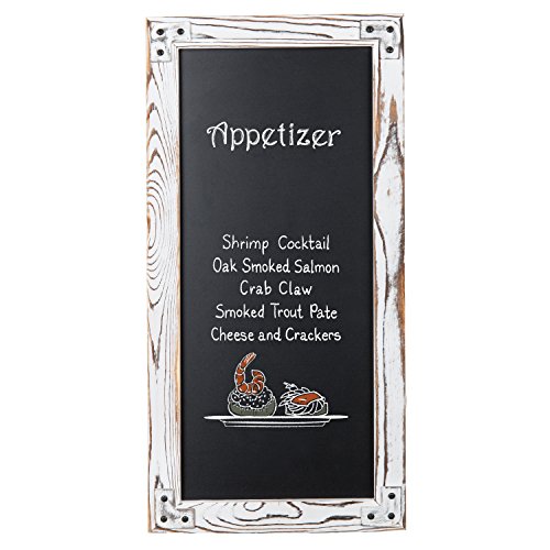 MyGift Wall Mounted Large Chalkboard Sign with Whitewashed Wood Frame - color: White Washed