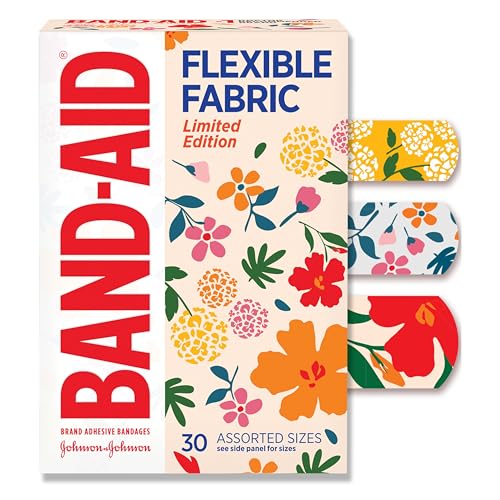 BAND-AID Brand Flexible Fabric Adhesive Bandages, Wildflower Designs, 30 Ct