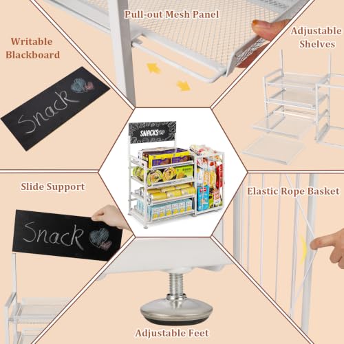 Bfttlity 4-Tier Snack Organizer for Office Kitchen Counter Display, White - color: White