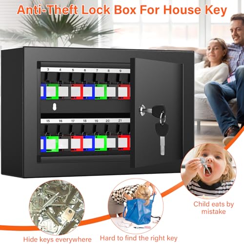 Nebakne 40 Keys Key Cabinet - color: Black, size: 11.61 inches x 7.87 inches x 3.94 inches