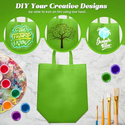 Reginary 50 Pcs Reusable Tote Bags Shopping Bags Non Woven, Green Fruit - color: Green Fruit