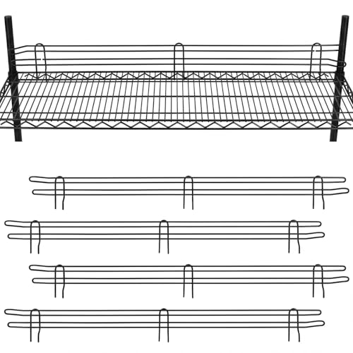 MorningRo 4 Pcs Black Chrome Wire Shelf Ledge, 48" L x 4" H - color: Black, size: 48" L X 4" H