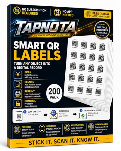 QR Code Storage Bin Labels for Home Inventory (200 Pack)