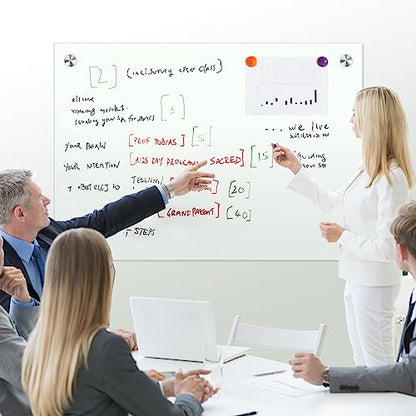 H-Qprobd Dry Erase White Board 48"x36" Glass Magnetic Whiteboard for Wall, Includes 12 Magnets, 8 Markers and 2 Erasers - size: Glass 48"x36"