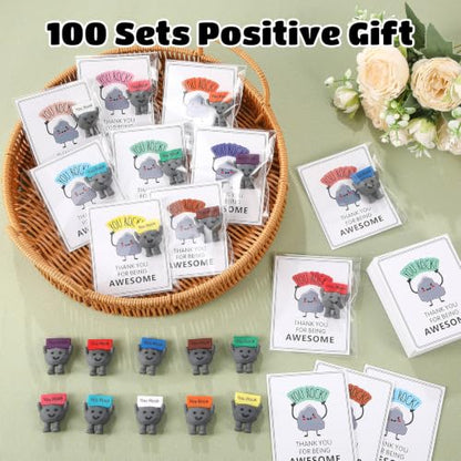 Gejoy 100 Sets You Rock Mini Figures Rubber Toys with Positive Cards - style: Rock