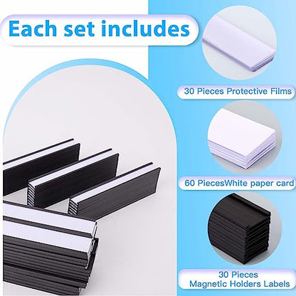 C Channel Magnetic Labels Holders 30 Pack 0.75''x 6'' for Metal Racks - size: 0.75 x 6 Inch