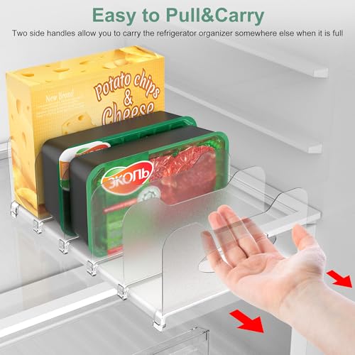 Freezer Organizer,12" Visible Fridge Organizer Rack with Removable Dividers - color: White