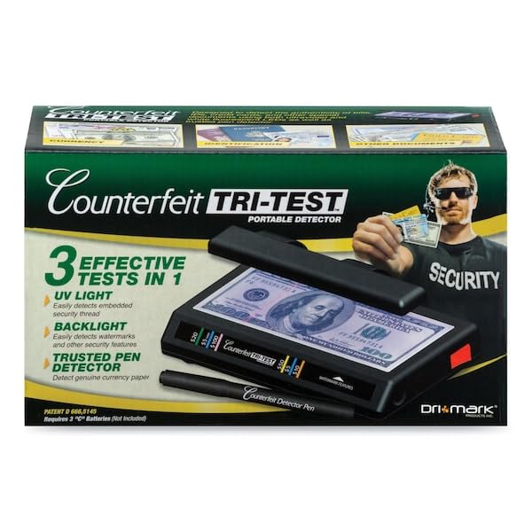 Dri-Mark Tri Test Counterfeit Bill Detector, UV with Pen, 7 x 4 x 2 1/2 DRI351TRI