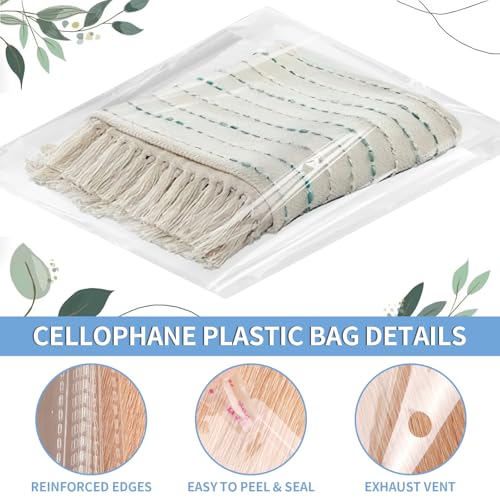 100 Pack 14x20" Clear Cellophane Bags for Shirts, Gift Wrapping, Artwork - size: 14x20 Inch