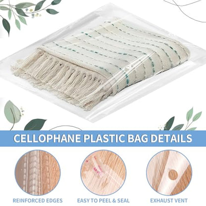 100 Pack 14x20" Clear Cellophane Bags for Shirts, Gift Wrapping, Artwork - size: 14x20 Inch