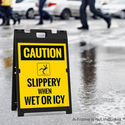 Caution Slippery When Wet Or ICY Sidewalk Sign Kit, (SI-76037) - size: 18x24 Inches, style: 2 Pack - Replacement Panels