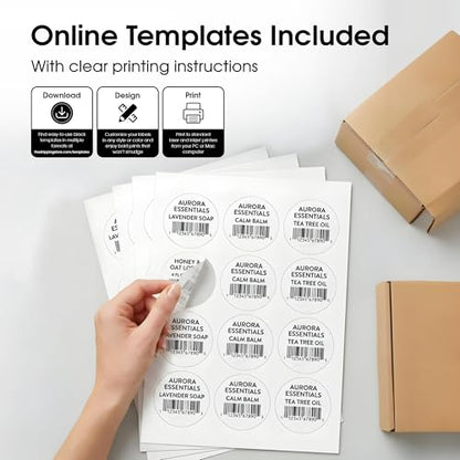 2.5" Circle Labels for Laser & Inkjet, Spartan Industrial Template C005 - size: 2.5" Circle
