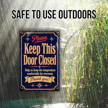 Keep This Door Closed Vintage Enamel Business Sign - style: Keep This Door Closed