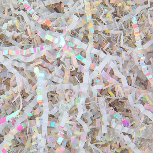 Caleihd Crinkle Cut Paper Shred Filler Gift Cushion Streamer Diamond White - color: Diamond White
