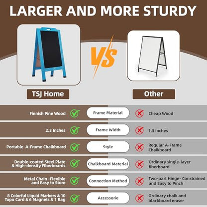 Magnetic Portable A-Frame Chalkboard Signs, 40" × 20", Blue - color: A-portable-blue