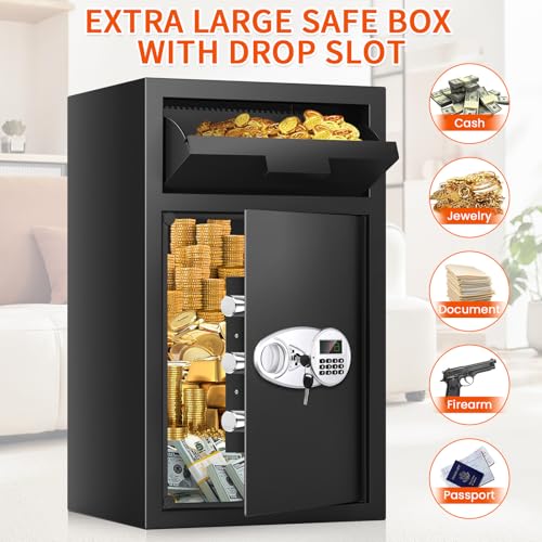 6.0 CU FT Extra Large Drop Safe for Business, Anti-Theft Money Drop Slot Safes with Digital Keypad and Spare Keys, Heavy Duty Depository Safe for Home Office Retail Store Business Mail Church - size: 6.0 CUFT