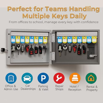 16 Key Lock Box Smart Key Organier Cabinet with Keypad & App for Office - size: 2.3inx11.3inx8.3in