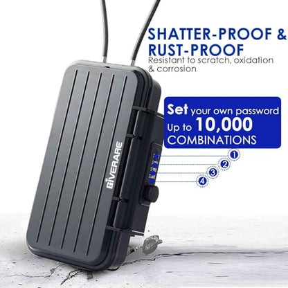 Portable Lock Box, 4-Digit Combination Safe Boxes with Detachable Cable, Anti-Theft Security Lockbox Outdoor, Small Resettable Personal Password Cash Case for Travel, Hotel, Dorm, Beach, Gym