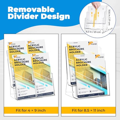 2 Pack Acrylic Brochure Holder 8.5 x 11, 2 Tier Display Stand - size: 2 Pack 2 Tier 8.5x11"