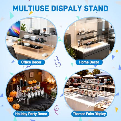 2 Packs Acrylic Display Stand Riser,3 Tier Perfume Organizer Cupcake Stand - color: Black, size: 11.6x3.1 inch