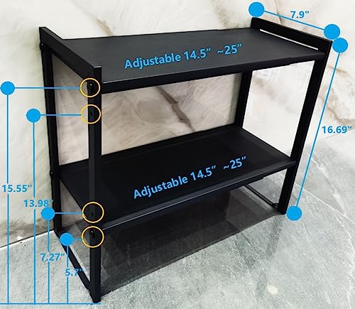 2 Tier Expandable Shelf 7.9"D Adjustable Countertop Riser Metal Black - color: Black, size: 7.9"D (normal) - 2 Tier