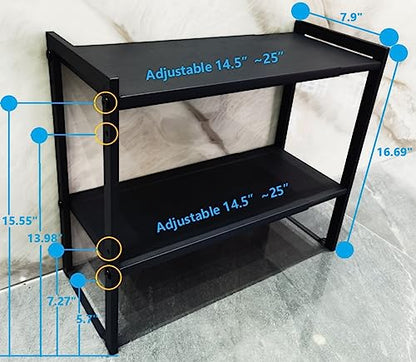 2 Tier Expandable Shelf 7.9"D Adjustable Countertop Riser Metal Black - color: Black, size: 7.9"D (normal) - 2 Tier