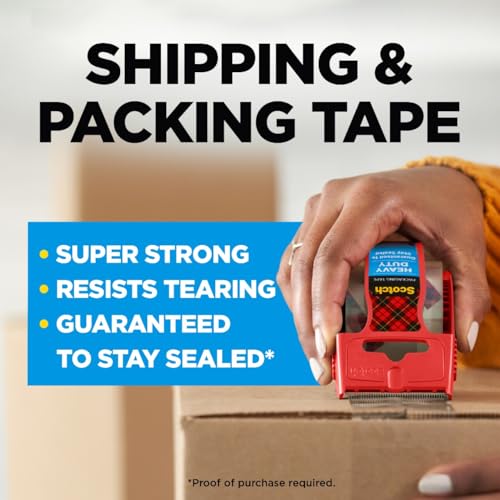 Scotch Heavy Duty Shipping Packaging Tape, 1.88″ x 22.2 yd per Roll, 18 Rolls (Clear, Strong Seal for Moving & Shipping Boxes) - size: 18 Rolls