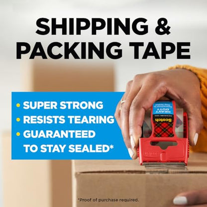 Scotch Heavy Duty Shipping Packaging Tape, 1.88″ x 22.2 yd per Roll, 18 Rolls (Clear, Strong Seal for Moving & Shipping Boxes) - size: 18 Rolls