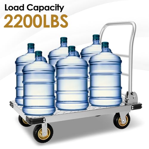 Heavy-Duty Platform Truck Cart Push Cart Dolly with 2200 lbs Capacity - size: 36"x24"-2200lbs Load