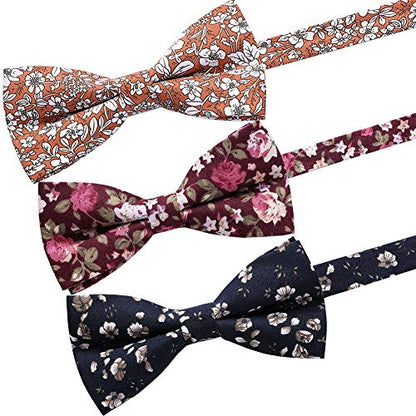 AUSKY 8 PACKS Elegant Adjustable Pre-tied Bow Ties for Men Boys (1&4&5&6&8 Pack for option) - color: Floral D